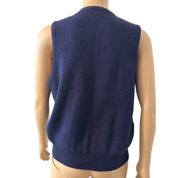 Isle Of Cotton Men’s Vintage Vest L Navy Multi Diamond Pattern Retro Golf Rugby - Picture 12 of 13